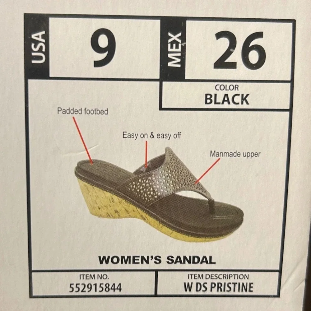 Dr. Scholl's Wedge Sandals 9 Black Advanced Comfort Summer Shoes Orthopedic